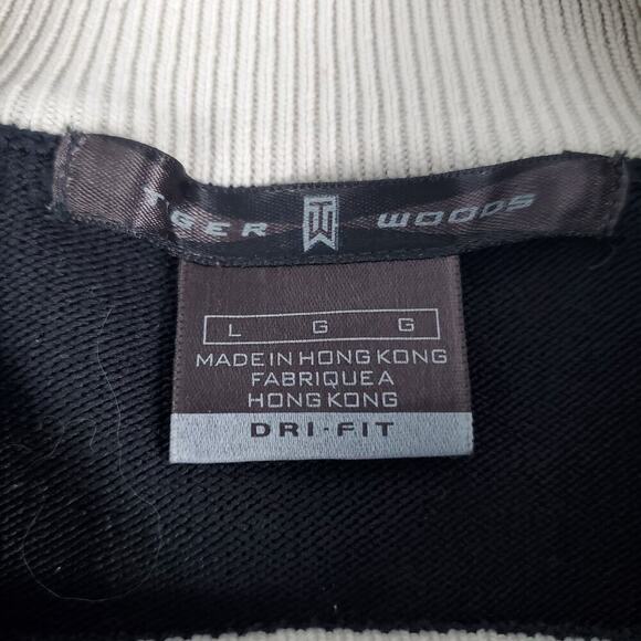 Tiger Woods Nike Golf Sweater Mens L Black Performance Sport Pullover DriFit - Picture 3 of 6